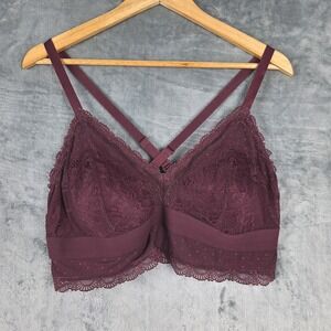 Torrid Curve Bra 2X Polka Dot Lace Bralette Wireless Longline Stretch Coquette